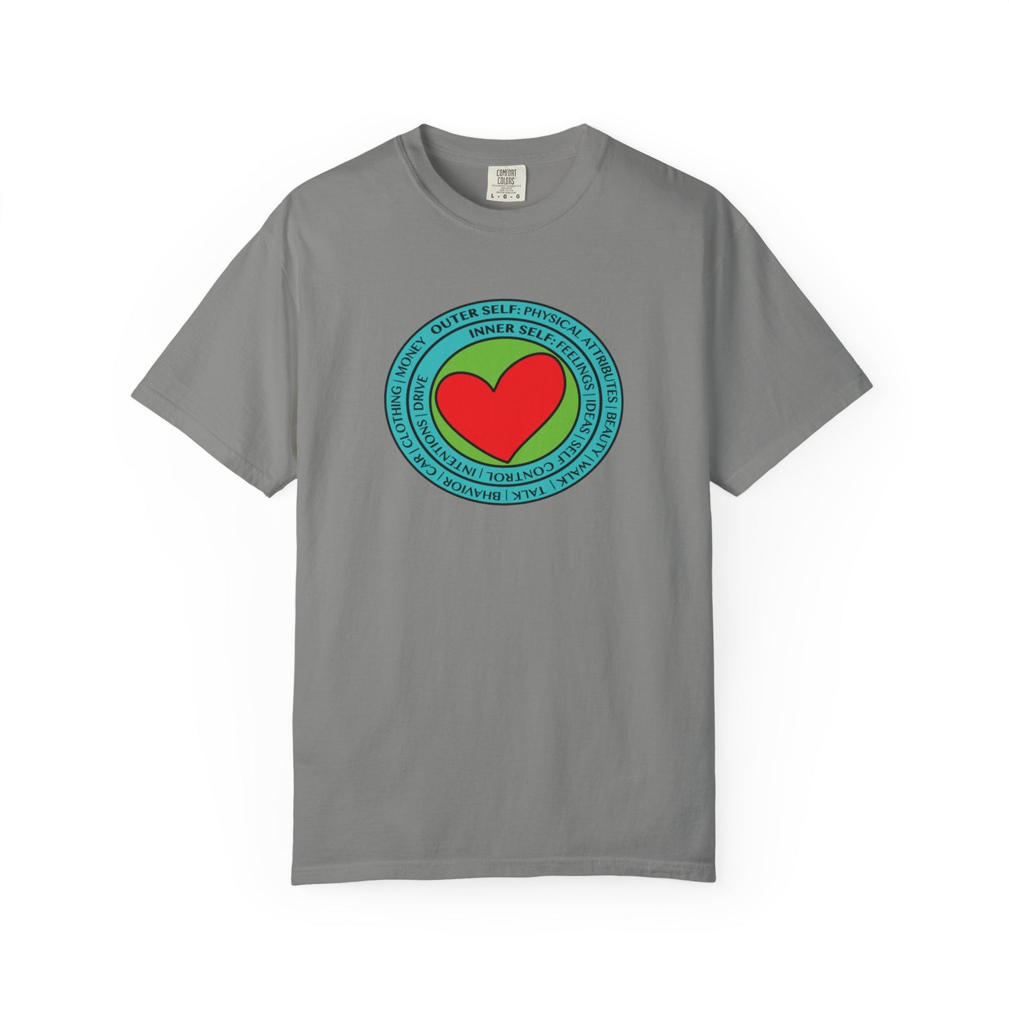 Self Love - Garment-Dyed T-Shirt with Heart & Mindset Design, Unisex Tee for Motivation, Casual Wear, Gift for Friends, Inspirational Apparel