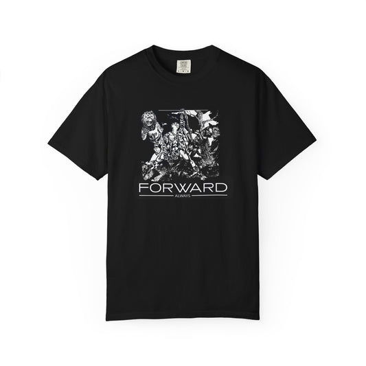 Forward - Action themed  T-shirt with Lion and Panther Design - black