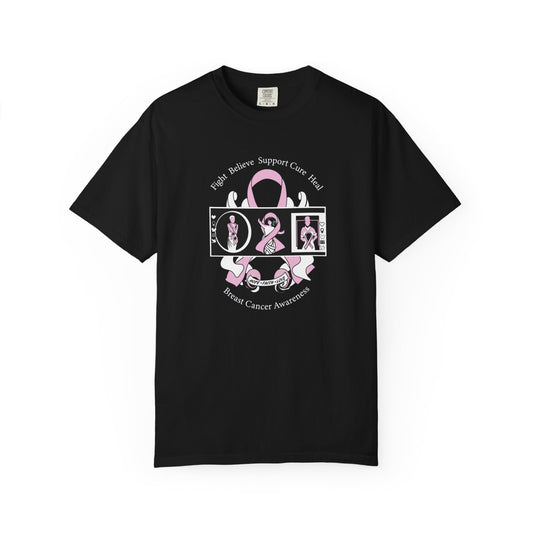 Pink Ribbon Breast Cancer Awareness T-shirt - black