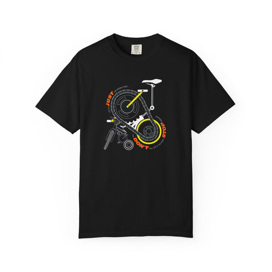 Lifecycle - Motivational Quote Unisex T-shirt - Life is like riding a bike, keep pushing - black