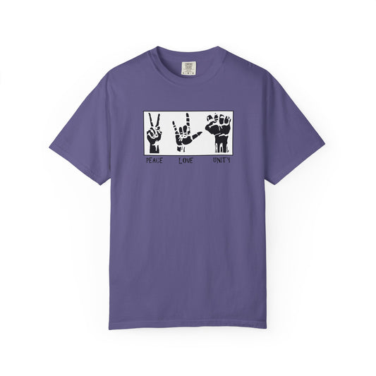 Peace Love Unity Unisex T-Shirt | Mindset Apparel | Trendy Graphic Tee | Perfect for Festivals, Casual Wear, Gifts, Summer Style