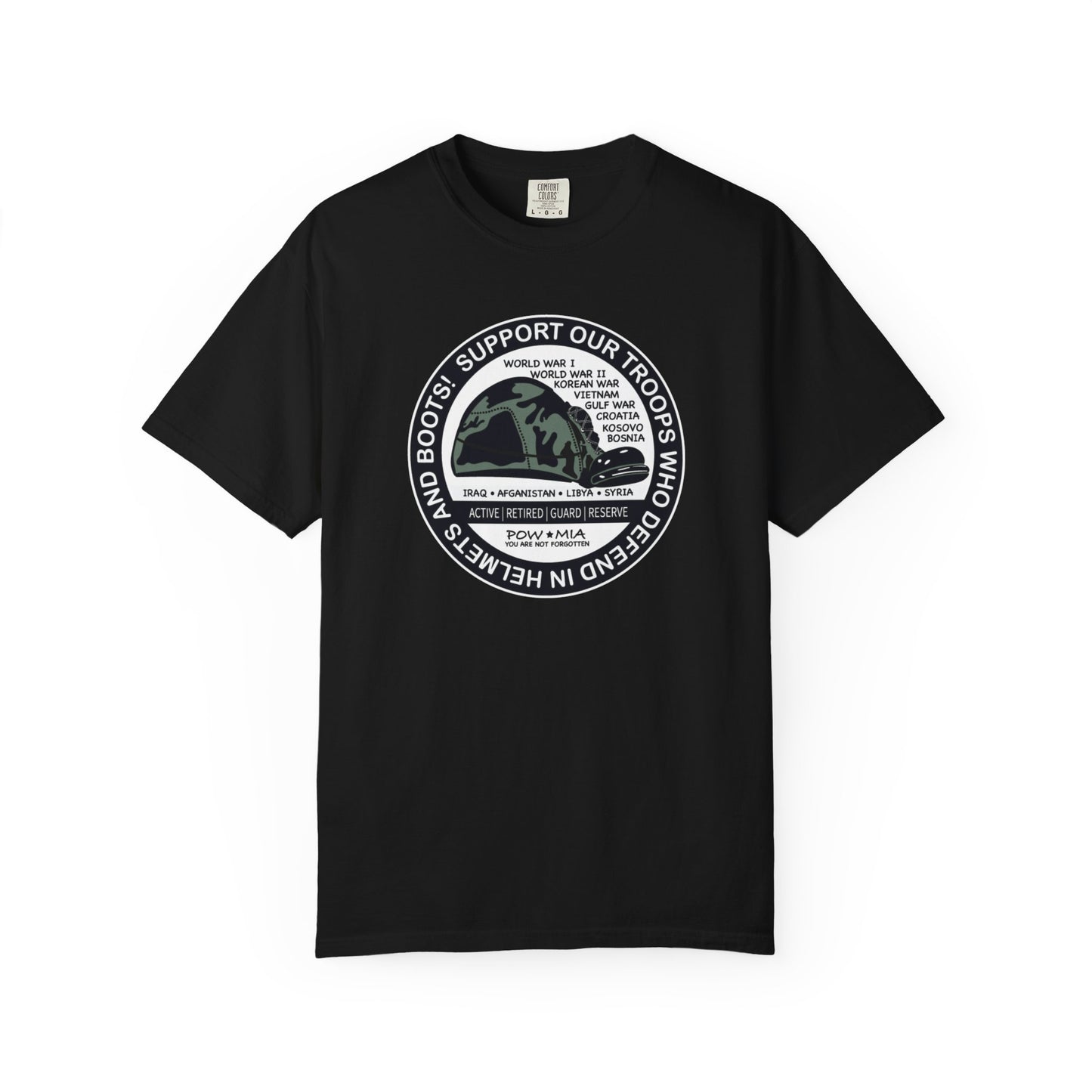 Troop Support Garment-Dyed T-shirt | Military Soldier Tribute Tee - black