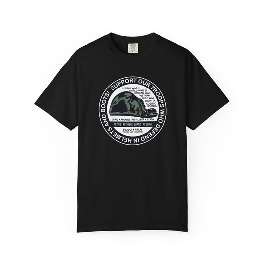 Troop Support Garment-Dyed T-shirt | Military Soldier Tribute Tee - black
